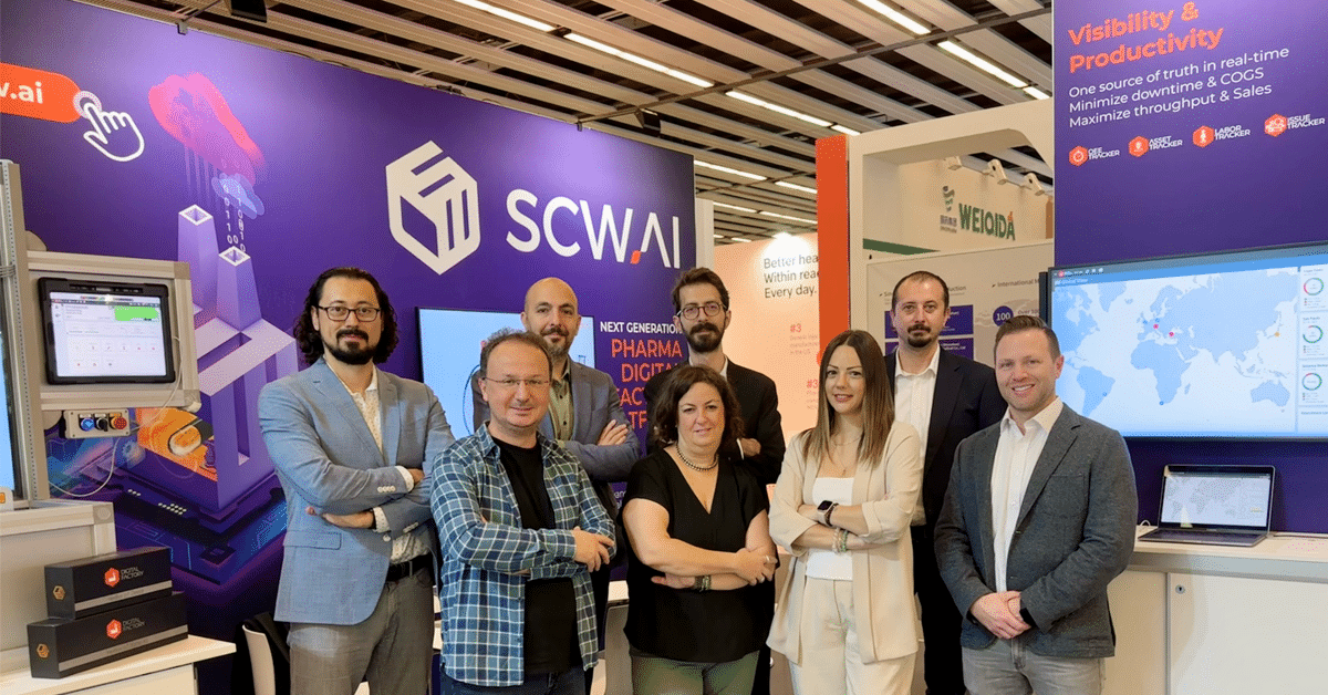 Image shows SCW.AI team at CPHI Barcelona 2023