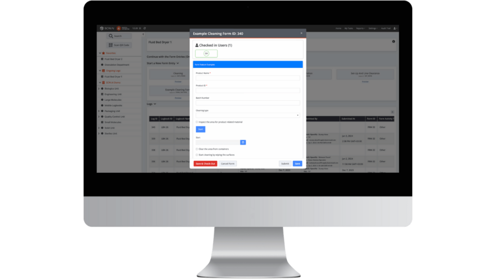 Image shows the automated calculations of Digital Logbook.