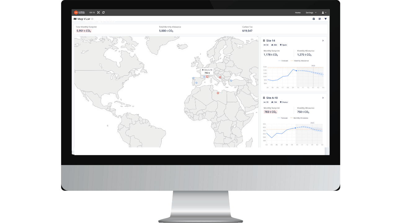 Image shows the capabilities of SCW.AI's Carbon Tracker.