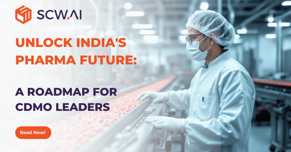 Image is the banner of SCW.AI's article on India pharma and CDMO markets and their futures.